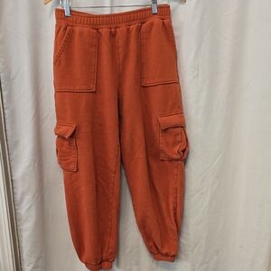 Double Zero Rust Orange Elastic Waist Casual Joggers